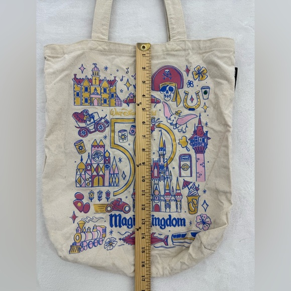 Starbucks Disney 50th Anniversary Magic Kingdom Cream Tote Bag - Picture 2 of 15